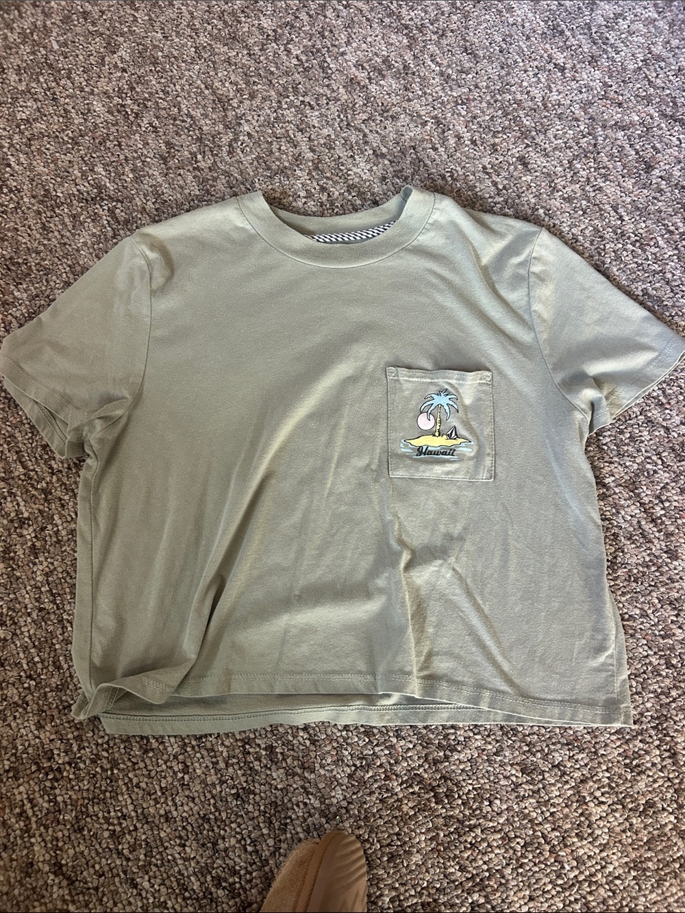 Volcom Olive Green Pocket Tee with Island Patch